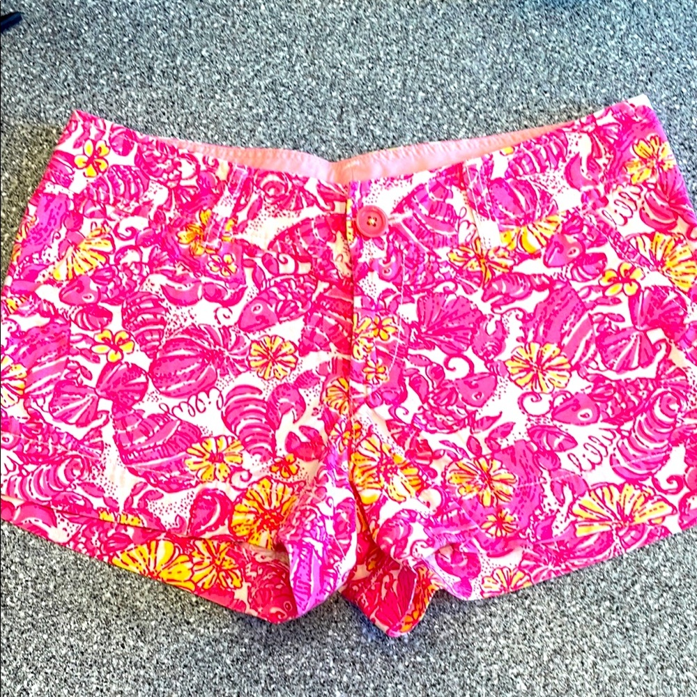Lilly Pulitzer Vibrant Pink and Yellow Floral Women's Shorts